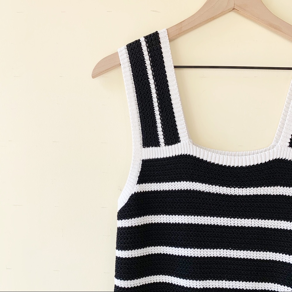 Loft  Knit Striped Black & White Tank Top Blouse - Picture 5 of 7